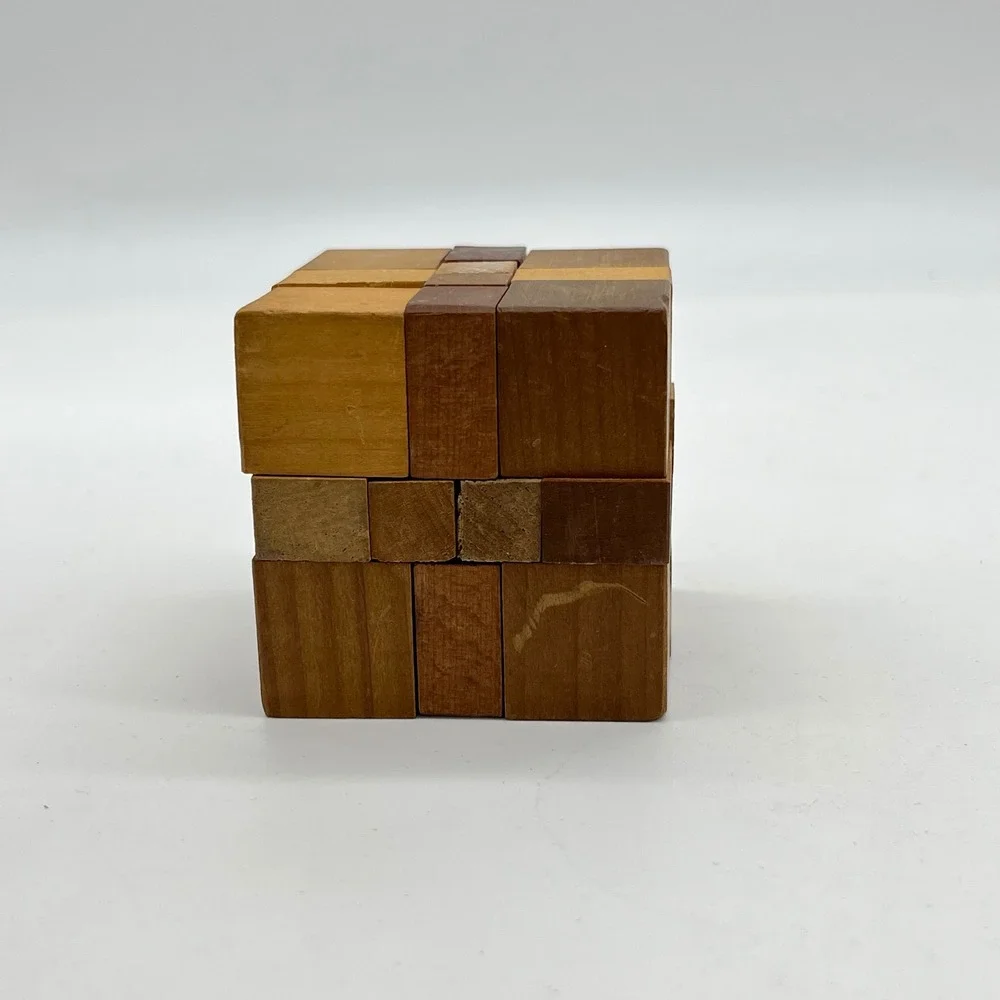 Vintage Wooden Burr Puzzle Brain Teaser Interlocking Cube 3D Puzzle Toy‎